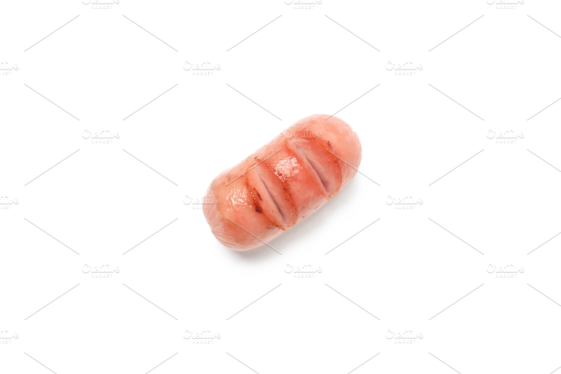 Concept of tasty food, grilled mini sausage, isolated on white b, a Food & Drink Photo by AtlasStudio PRO