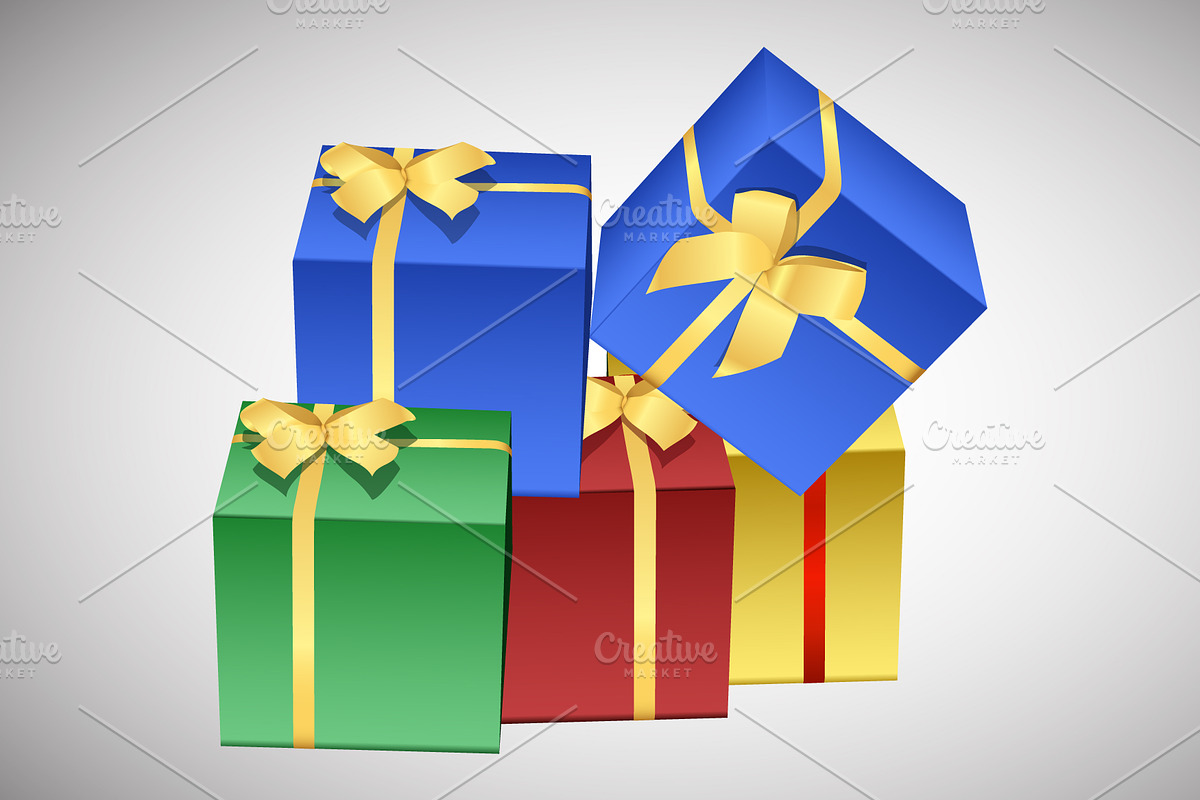 Gift Boxes with Ribbon Bow, a Decorative Illustration by Ghagra (Photo 2 of 4)