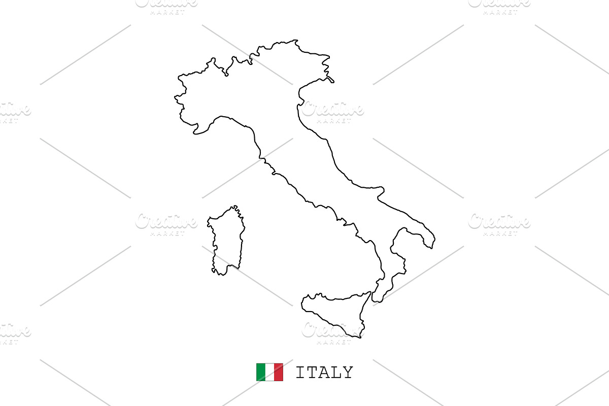 Italy map line, linear thin vector, a Background Graphic by Anno Urbis