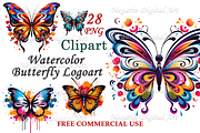 Watercolor Butterfly Logo Art, an Object Graphic by Negarin Digital Art (Thumbnail 1 of 11)