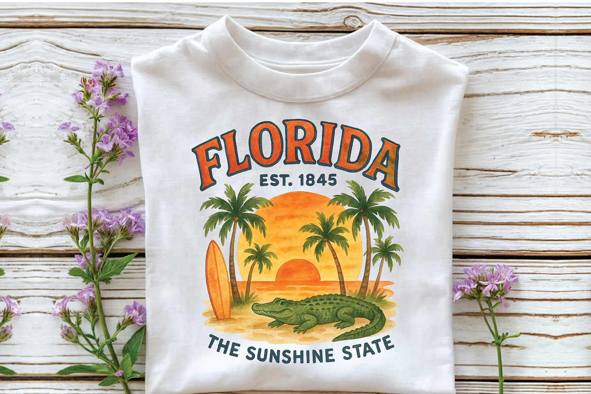 FLORIDA EST. 1845 THE SUNSHINE STATE, an Illustration by Craft Nest (Photo 4 of 5)