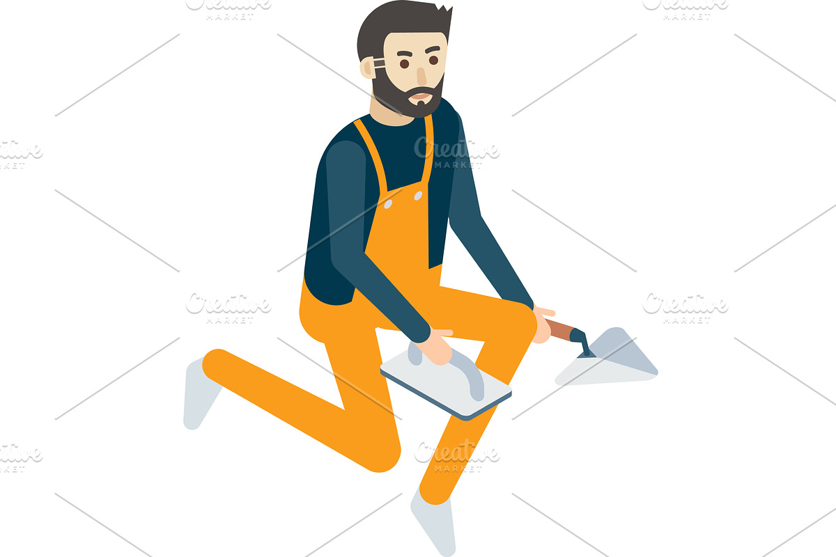 Painter vector plasterer icon, a Person Illustration by SiberianArt