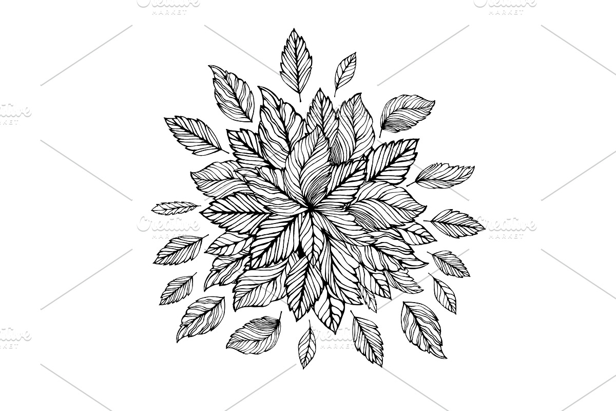 monochrome abstract tree leaves for, an Illustration by Nenahliadava Design