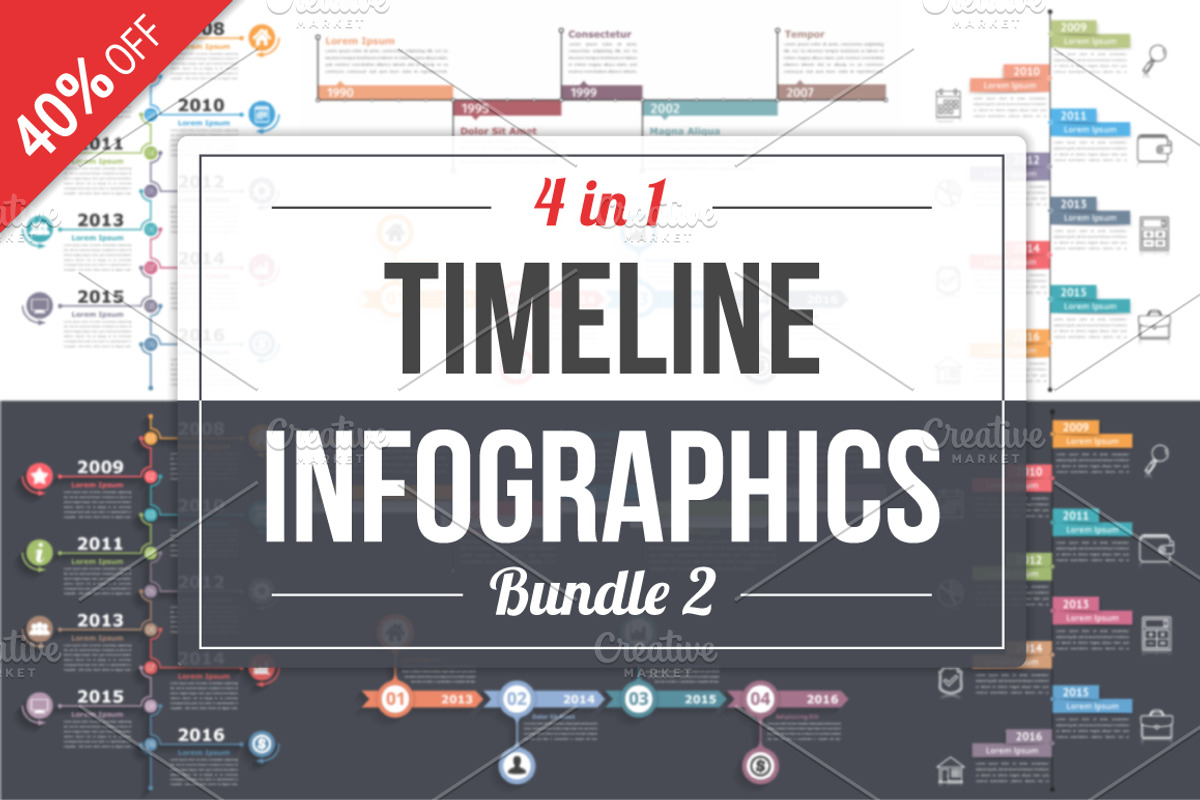 Timelines Infographics - Bundle 2, a Graphic by PixMarket (Photo 1 of 5)