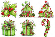 Green Christmas Clipart Png, an Illustration by Craft Nest (Thumbnail 2 of 11)