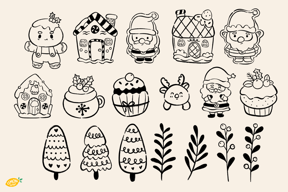 Hand Drawn Christmas PNG Clipart, a Seasonal Illustration by LemonDesign (Photo 3 of 3)