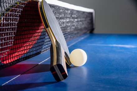 Closeup red table tennis paddle whit featuring ping pong, table tennis, and, a Sports & Recreation Photo by yongkiet jitwattanatam