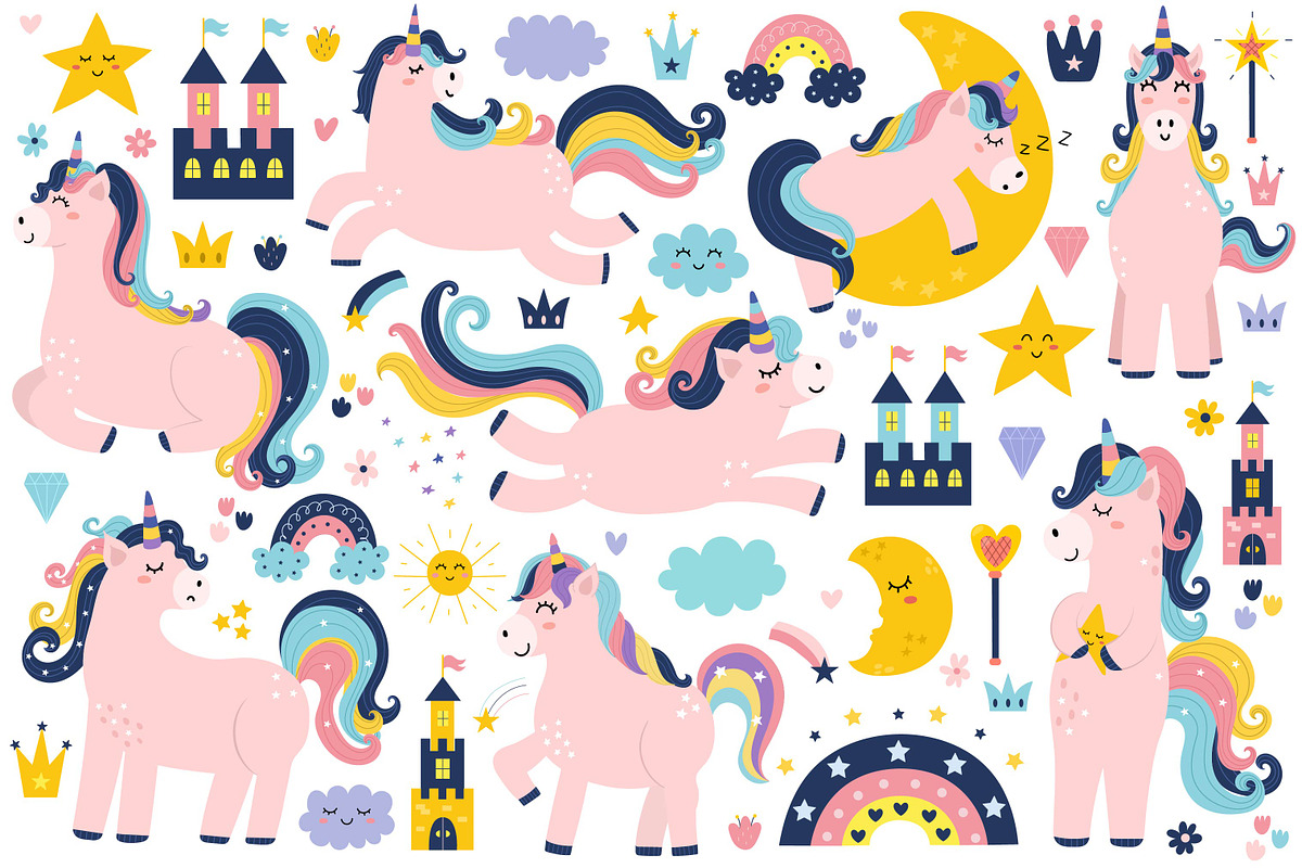 Unicorns Clipart Collection, an Animal Illustration by Gulnara Sabirova (Photo 2 of 20)