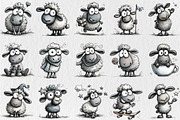 Whimsical Funny Sheep Clipart, an Animal Illustration by Rose Art (Thumbnail 2 of 7)