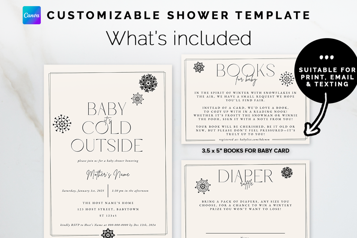 Minimalist Winter Baby Shower Invite, an Invitation Template by Bdemm Studio (Photo 2 of 9)
