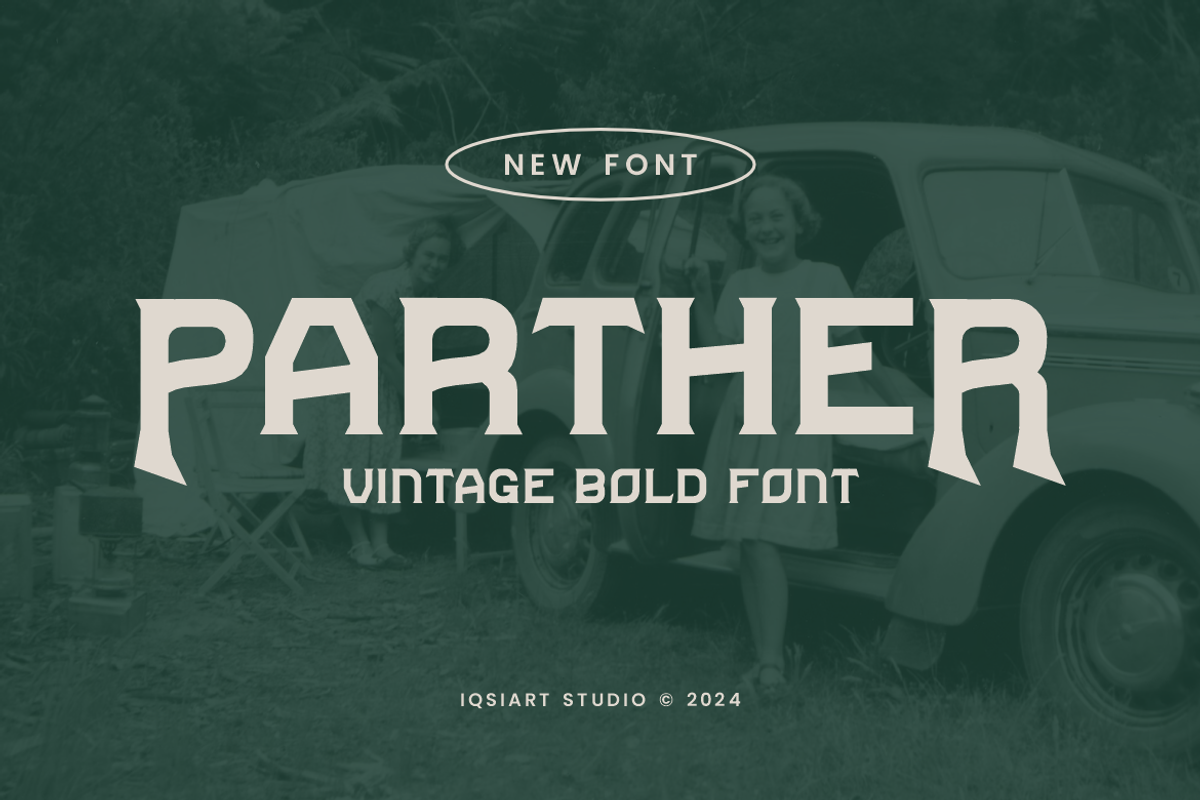 Parther- Vintage Font, a Serif Font by Iqsiart Studio (Photo 1 of 7)