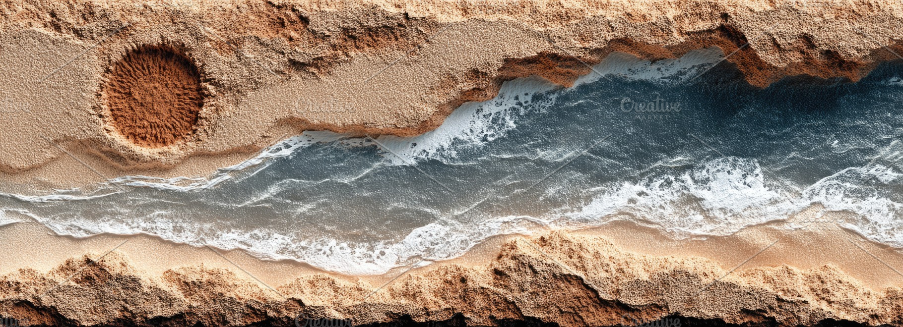 Aerial Beach Shoreline with Ocean Waves and Sandy Coastal Textur, a Nature Photo by José Manuel Gelpi