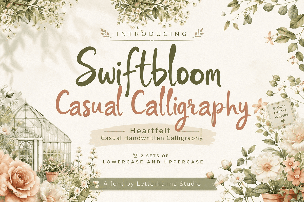 Swiftbloom Casual Handwritten, a Handwritten Font by Letterhanna Studio (Photo 1 of 9)