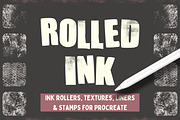 Rolled Ink Brushes For Procreate, a Brush Add-On by seamless team (Thumbnail 1 of 6)