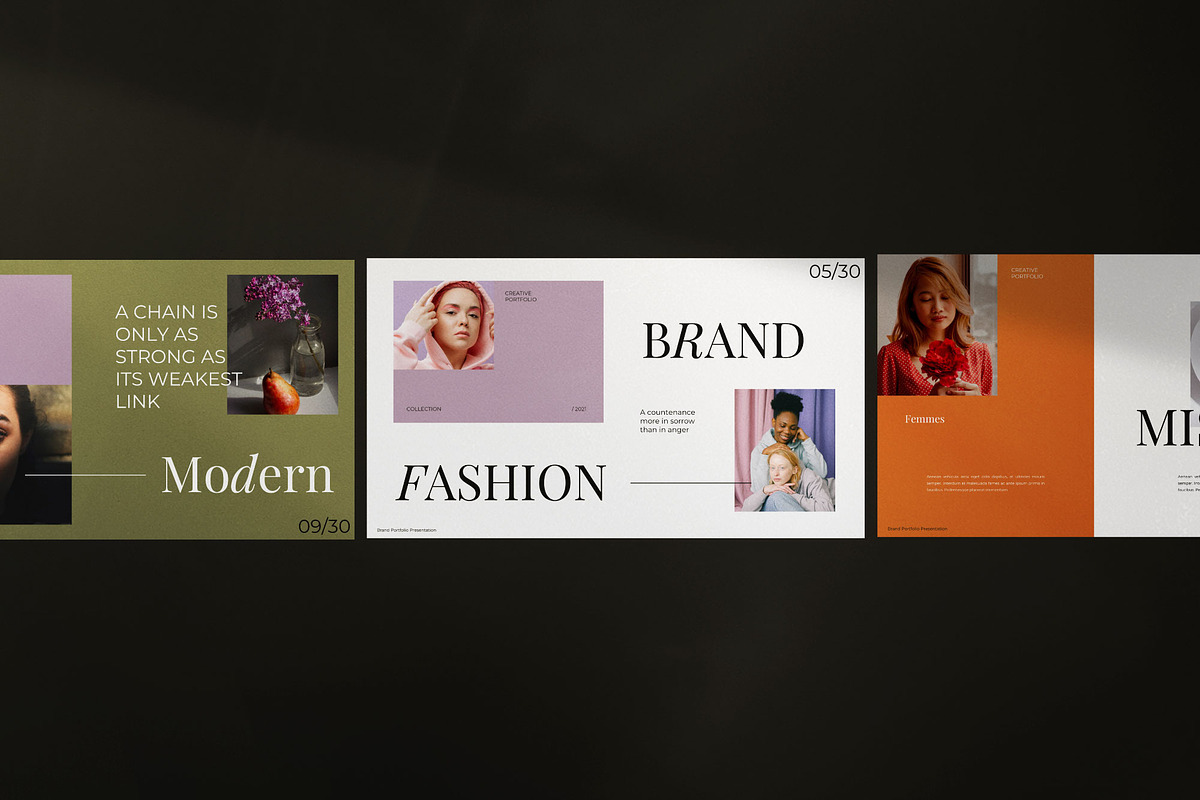 Femmes -Fashion Portfolio Powerpoint, a Presentation Template by Dirtytemp Studio (Photo 3 of 11)