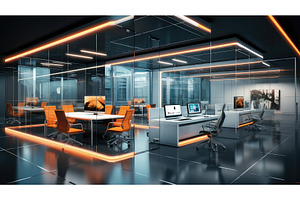 workspace line office background ai, a Business Photo by pikepicture
