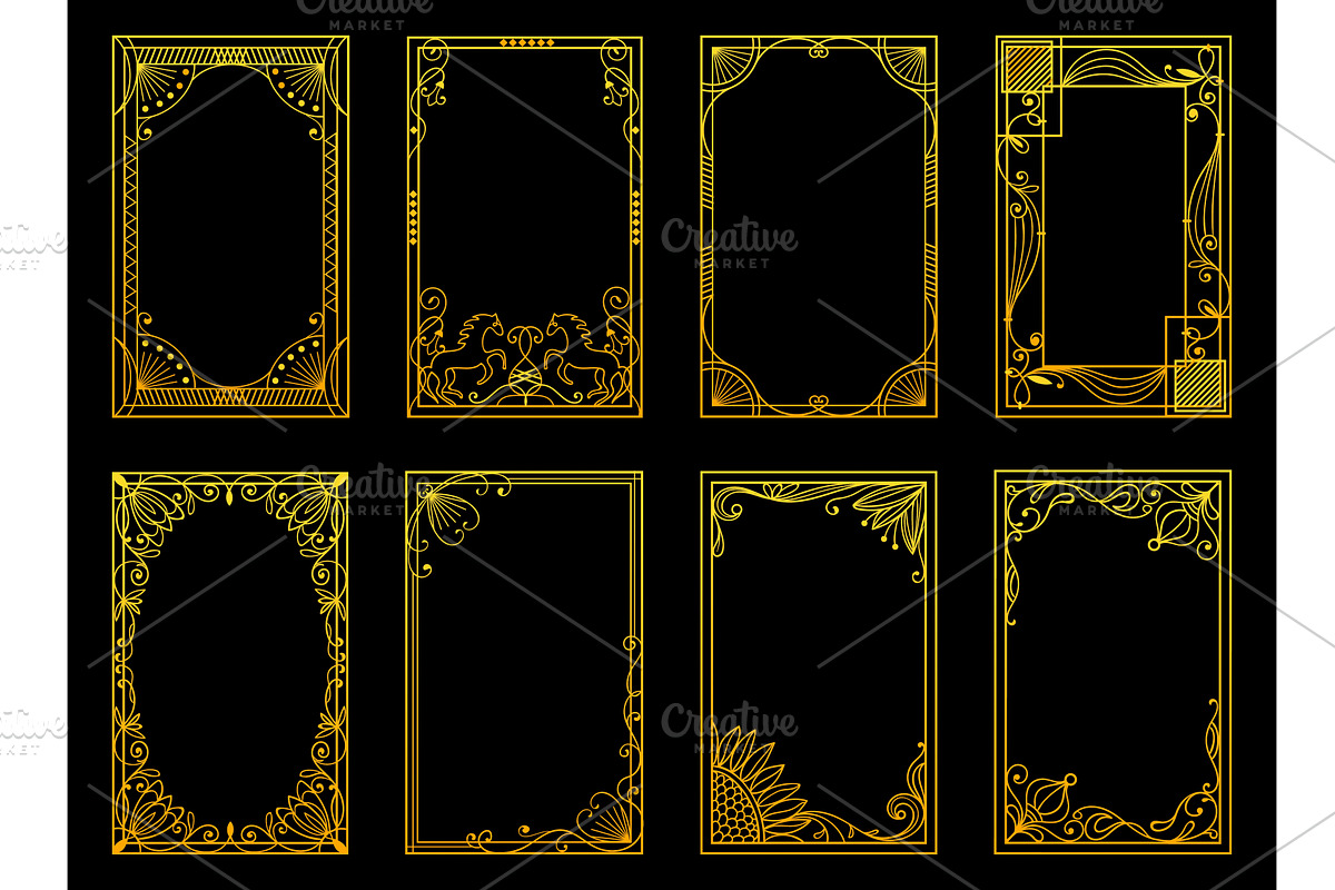 Decorative gold linear frames in Art, an Illustration by Vectorbuum