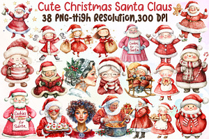 Sweet Cute Christmas Mrs Santa Claus, an Illustration by Sublimation Artist