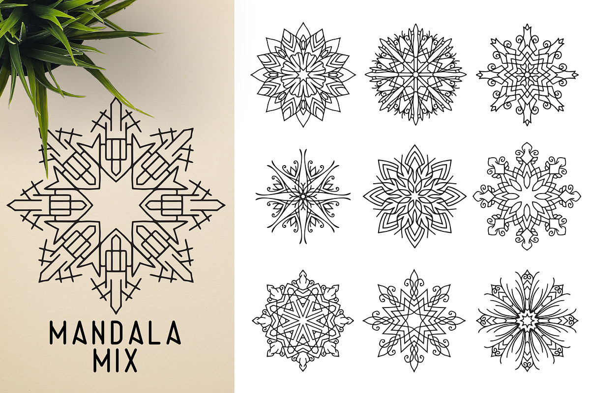 300 Vector Mandala Ornaments, a Decorative Illustration by pixaroma (Photo 37 of 49)