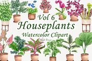 Houseplants Watercolor Clipart Vol6, an Object Illustration by BarvArt (Thumbnail 1 of 4)