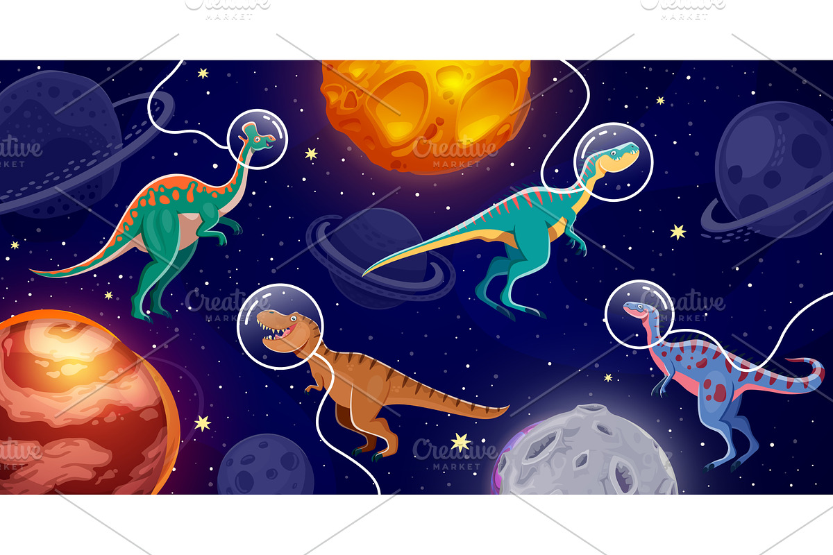 Dinosaur astronauts characters, an Animal Illustration by Vector Tradition