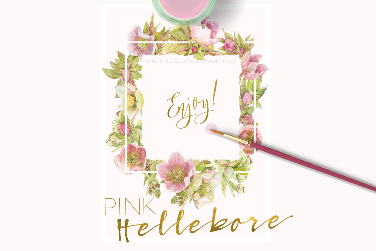 Pink Hellebore-Floral Clipart, an Illustration by watercolorwild.graphics (Photo 6 of 6)