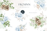 Watercolor dusty blue floral clipart, an Illustration by MariGraphic boutique (Thumbnail 2 of 9)
