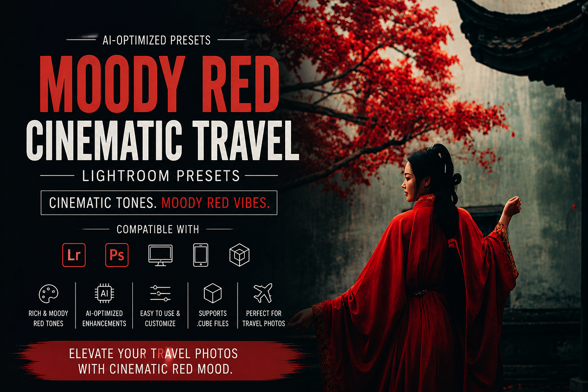 Moody Red Travel Lightroom Presets, a Preset Add-On by AAA Presets (Photo 1 of 22)