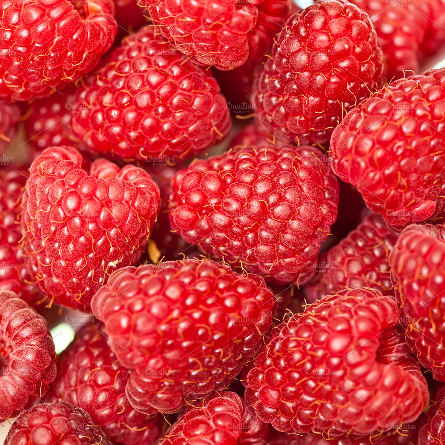Fresh raspberries background stock photo containing aroma and background