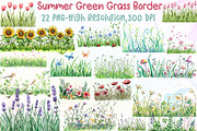 Summer Green Grass Border Clipart, an Illustration by Sublimation Artist (Thumbnail 1 of 6)