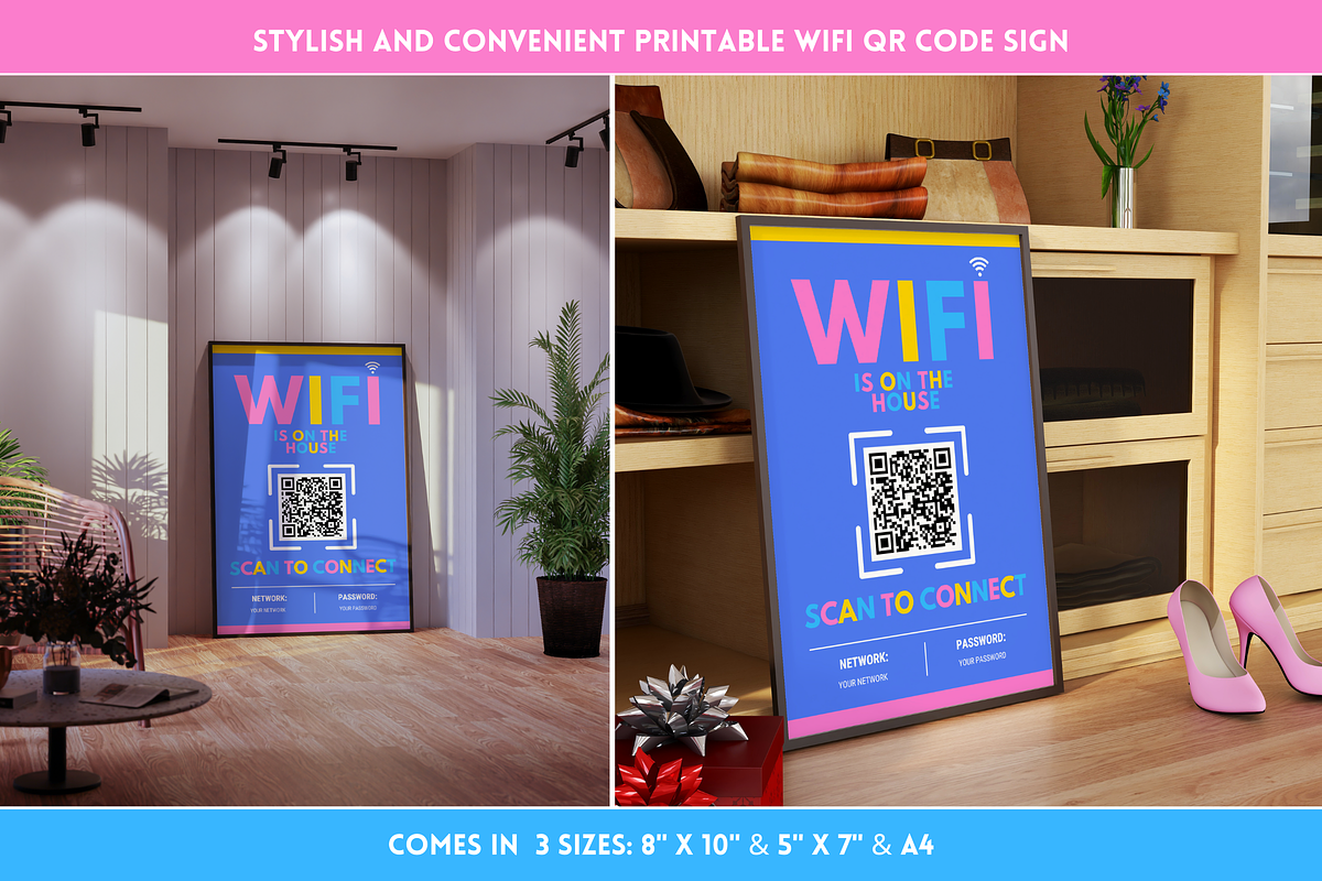 WiFi QR Code Sign - Colorful, a Flyer Template by SunshineStudioBoutique (Photo 7 of 10)