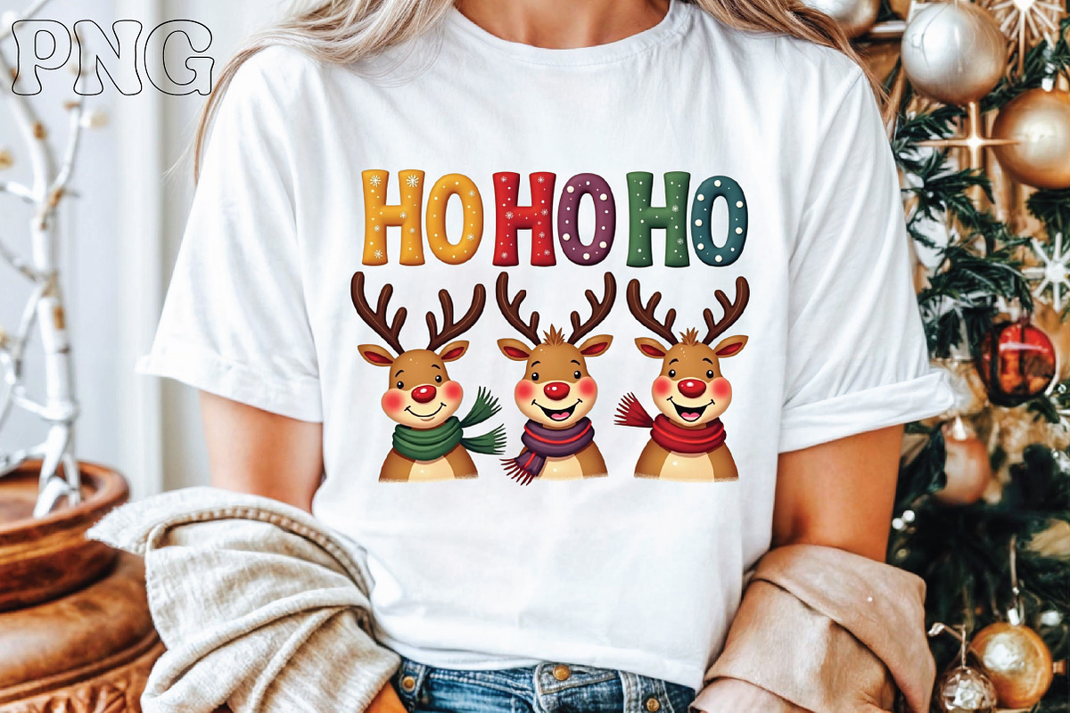 Ho Ho Ho Deer Reindeer Christmas Png, an Illustration by Libby Wishes (Photo 1 of 4)