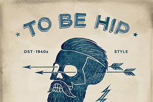 Poster Of Skull Hipster Label