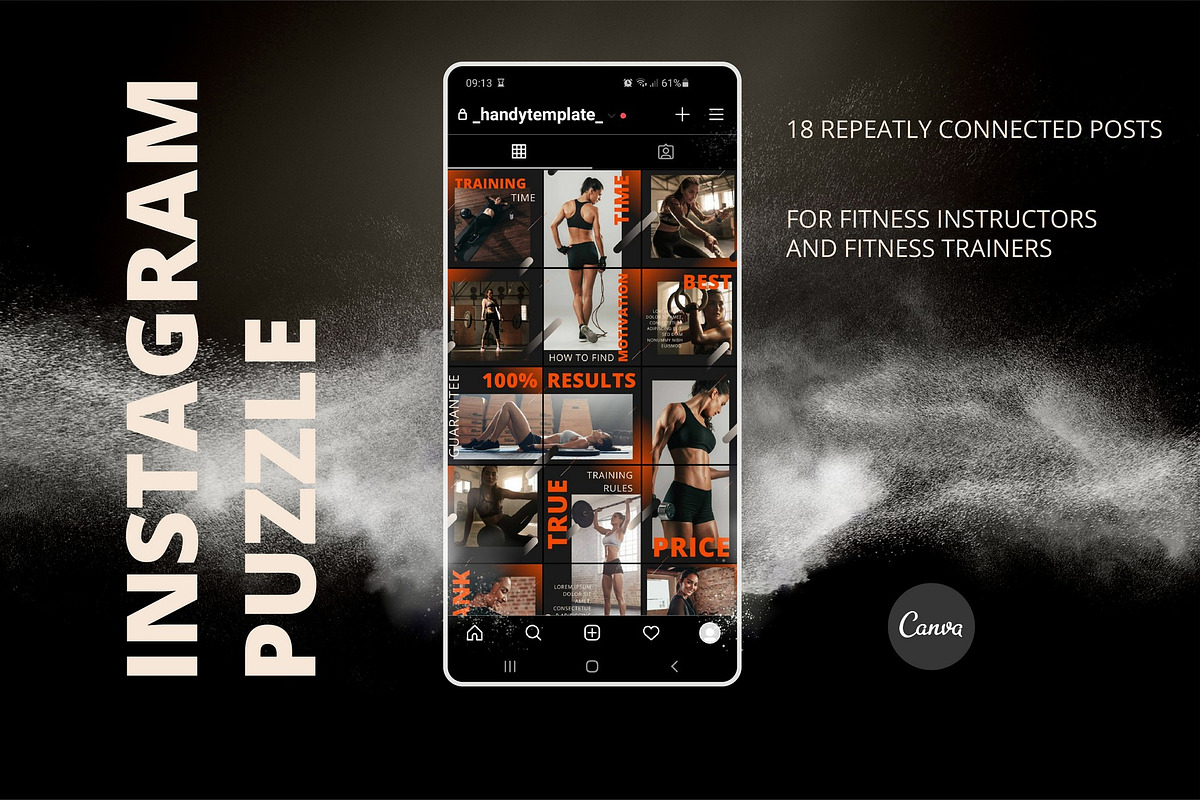 Fitness instagram puzzle template, a Social Media Template by Handy Template (Photo 1 of 8)