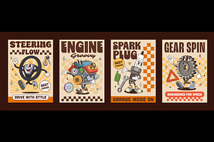 Y2k groovy car spare parts, a Transportation Illustration by Buch&Bee