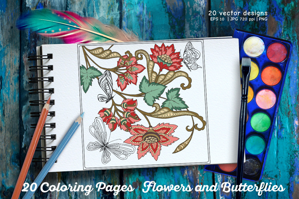 Flowers and Butterflies, a Decorative Illustration by Elen-Lane (Photo 1 of 5)