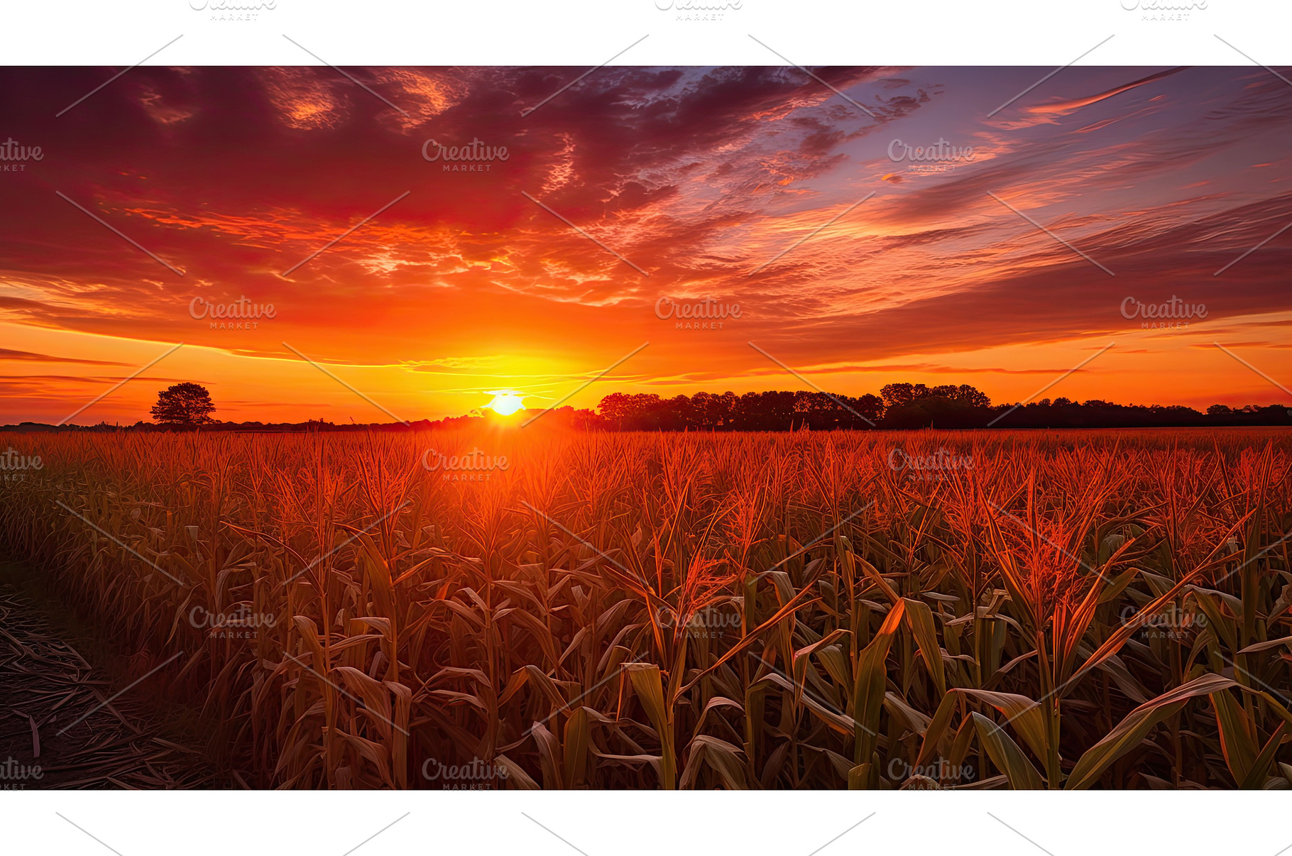 harvest corn sunset ai generated, a Nature Photo by pikepicture
