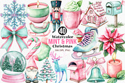 Watercolor Mint & Pink Christmas, an Illustration by Canvas Craft (Thumbnail 1 of 7)
