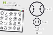 Baseball Line Icons Set, an Outline Icon by Voysla's Shop (Thumbnail 3 of 4)