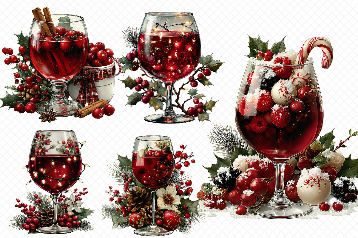 Christmas Wine Glass Clipart, an Illustration by cherrydesign (Photo 2 of 3)