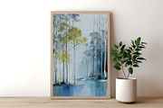 Blue Forest Landscape Art, a Decorative Illustration by Housui Patterns (Thumbnail 12 of 12)