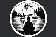 Lake Meditation Silhouette Set, an Illustration by jahid234 (Thumbnail 4 of 6)