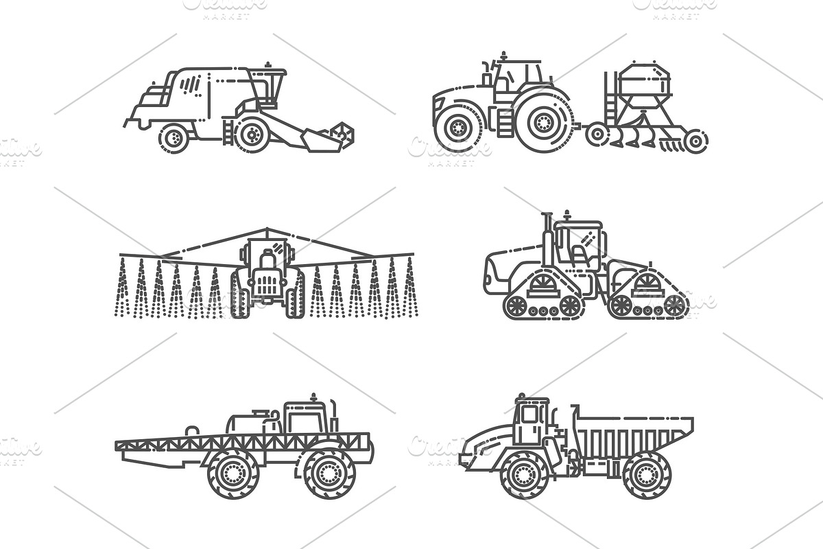 Agricultural Machines Icons, a Transportation Illustration by Tettygreen (Photo 1 of 3)