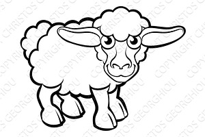 Sheep Farm Animal Cartoon Character, an Animal Illustration by Christos Georghiou