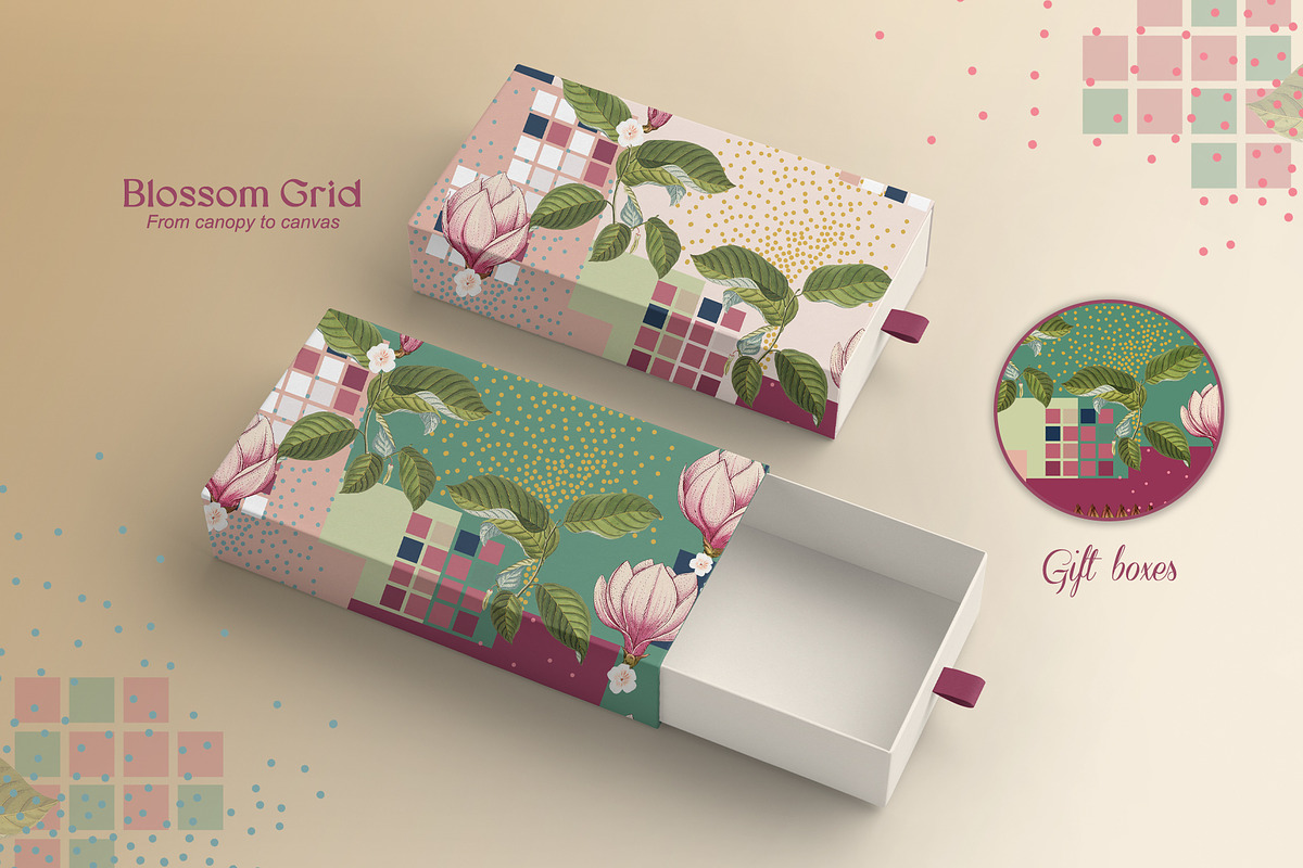Blossom Grid Prints & Patterns, a Pattern Graphic by GND ART STUDIO (Photo 4 of 8)