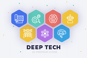 Deep Tech | 32 Icons Set, an Outline Icon by Marina Silence