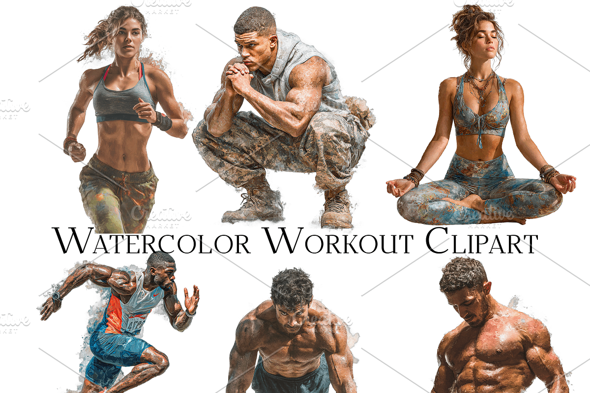 Watercolor Workout Clipart, an Object Graphic by ArtisticTimberStudio (Photo 2 of 2)