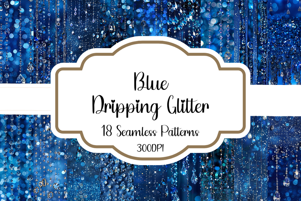 Blue Dripping Glitter Patterns, a Pattern Graphic by PrintablesByFranklyn (Photo 1 of 6)