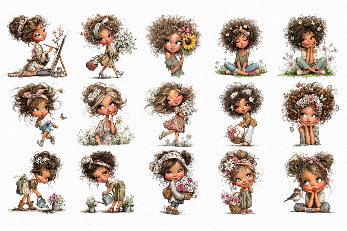 Whimsical Spring Girls Clipart, an Illustration by Libby Wishes (Photo 6 of 7)