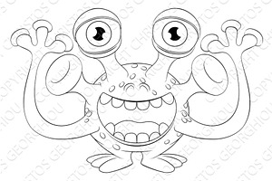Monster Alien Cute Cartoon Funny, an Illustration by Christos Georghiou